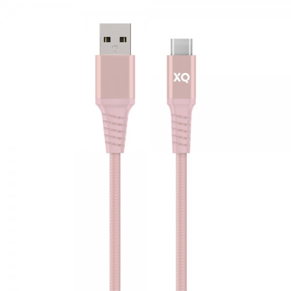 Xqisit USB till Type C Kabel Flätad Extra Stark 2 m Roseguld