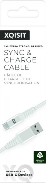 Xqisit USB-A till USB-C Kabel Flätad Extra Stark 2 m Vit