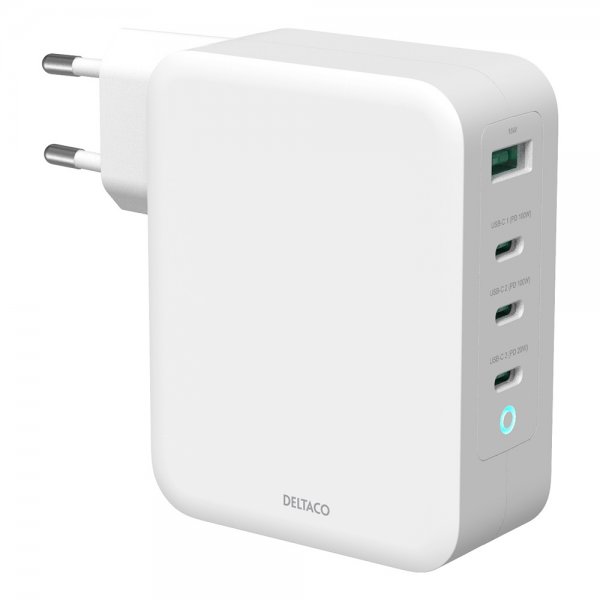 Deltaco Väggladdare 3xUSB-C och 1xUSB-A GaN 100W