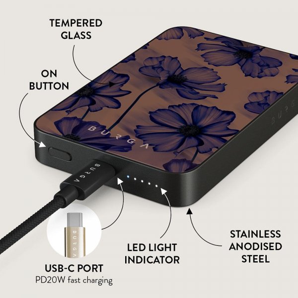 Burga Powerbank MagSafe 5000 mAh Velvet Night Metallgrå