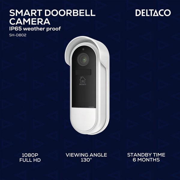 Deltaco Smart Home WiFi Dörrklocka med Kamera IP65