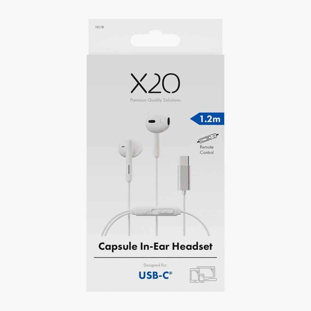 X2O Trådade Hörlurar USB-C Capsule 1.2m Vit