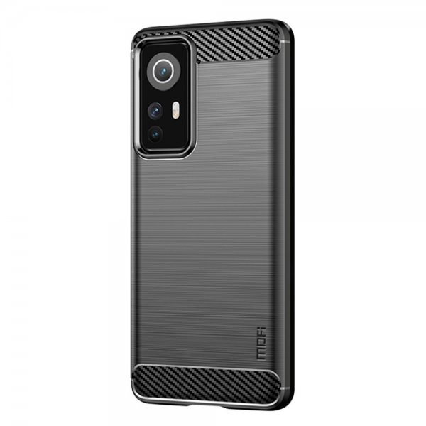 Mofi Xiaomi 12/12X Skal Borstad Kolfibertextur Svart