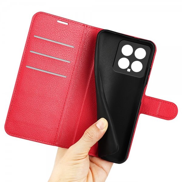 Xiaomi 14 Fodral Litchi Röd