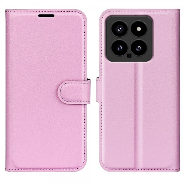 Xiaomi 14 Fodral Litchi Rosa