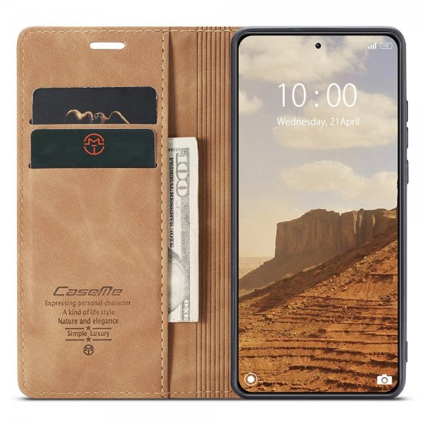 CaseMe Xiaomi 14 Fodral Retro Flip Brun