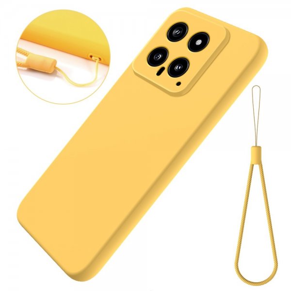 Xiaomi 14 Skal med Strap Silikon Gul