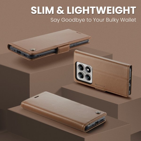 CaseMe Xiaomi 14T Fodral 023 Series Brun
