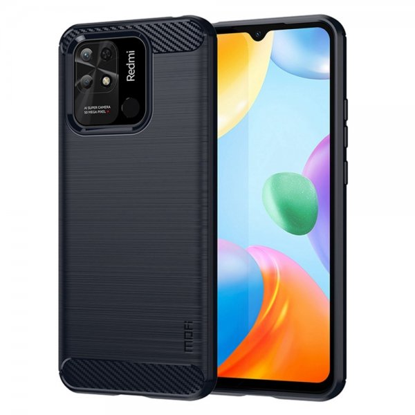 Mofi Xiaomi Redmi 10C Skal Borstad Kolfibertextur Blå