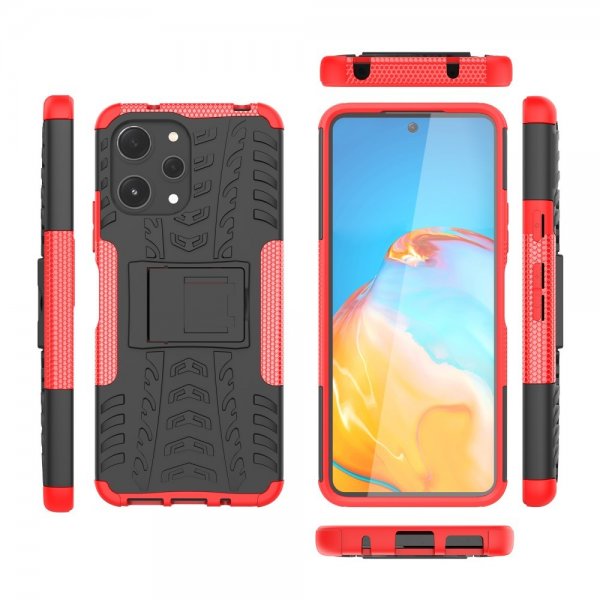 Xiaomi Redmi 12 Skal Däckmönster Stativfunktion Röd