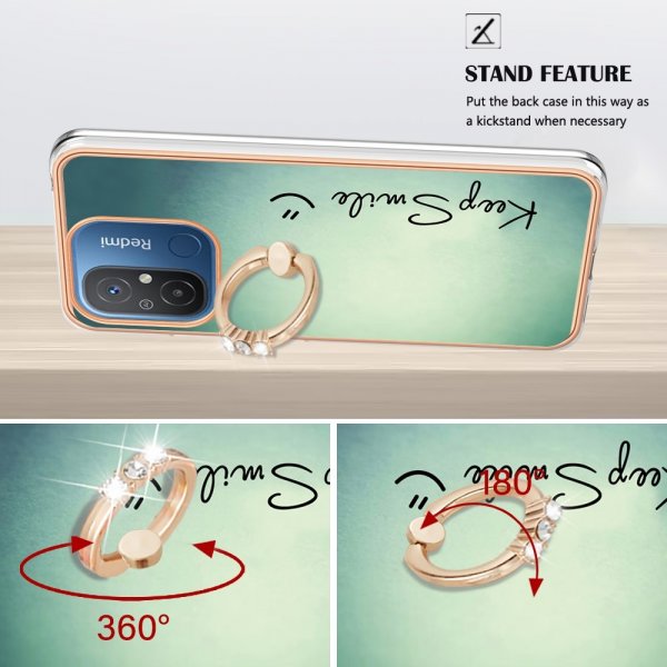 Xiaomi Redmi 12C Skal med Finger Ring Motiv Keep Smile