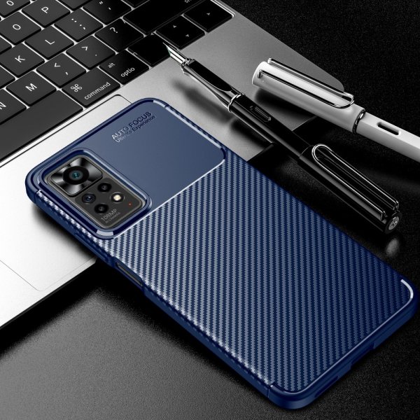 Xiaomi Redmi Note 11 Pro Skal Kolfibertextur Blå