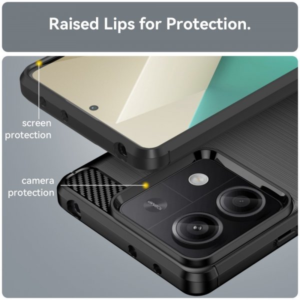 Xiaomi Redmi Note 13 5G Skal Borstad Kolfibertextur Svart