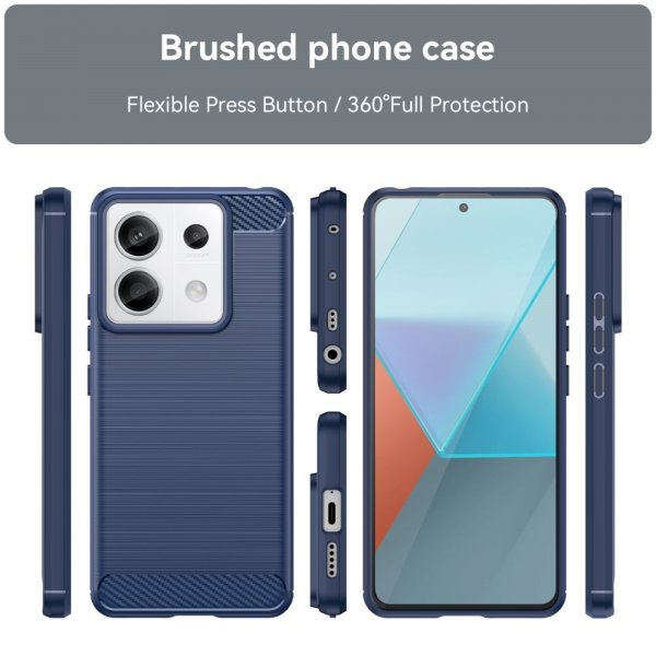 Xiaomi Redmi Note 13 Pro 5G Skal Borstad Kolfibertextur Blå