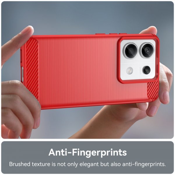 Xiaomi Redmi Note 13 Pro 5G Skal Borstad Kolfibertextur Röd
