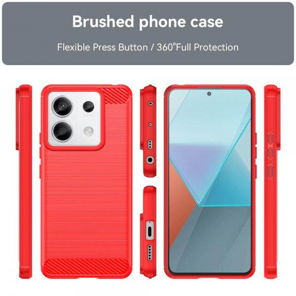 Xiaomi Redmi Note 13 Pro 5G Skal Borstad Kolfibertextur Röd