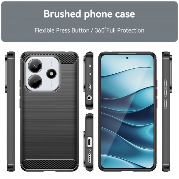 Xiaomi Redmi Note 14 5G Skal Borstad Kolfibertextur Svart