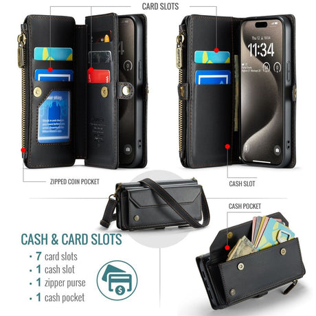 CaseMe iPhone 15 Pro Fodral C36 Series Svart