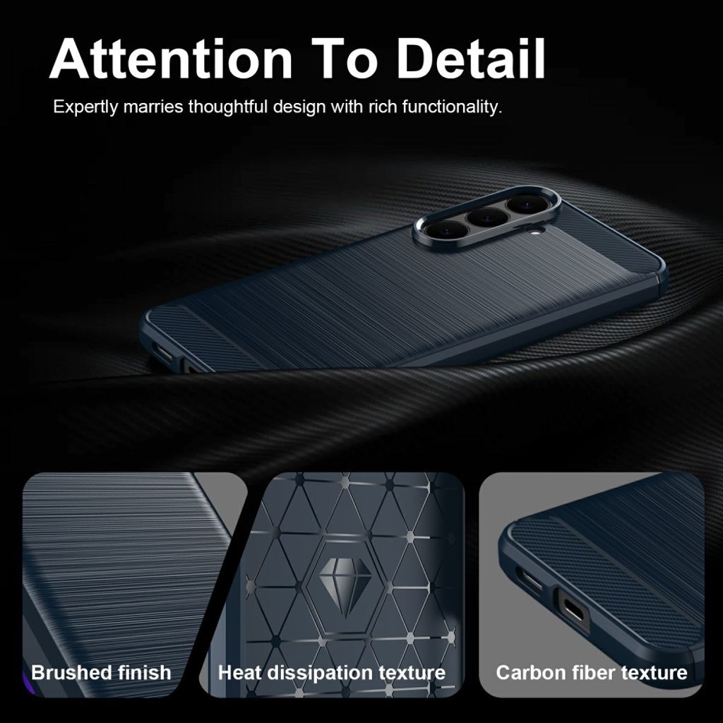 Samsung Galaxy S26 FE Skal Borstad Kolfibertextur Blå