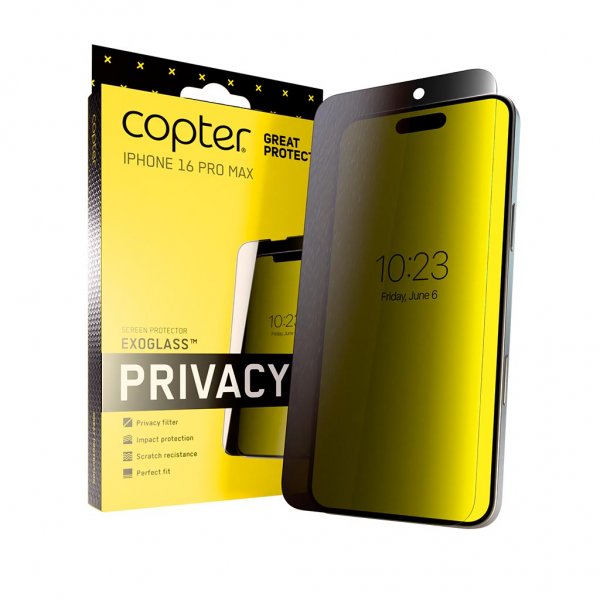 Copter iPhone 16 Pro Max Skärmskydd Exoglass Flat Privacy
