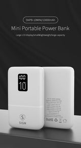 SiGN Mini Powerbank med Display 10 000mAh Vit
