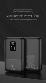 SiGN Mini Powerbank med Display 10 000mAh Svart