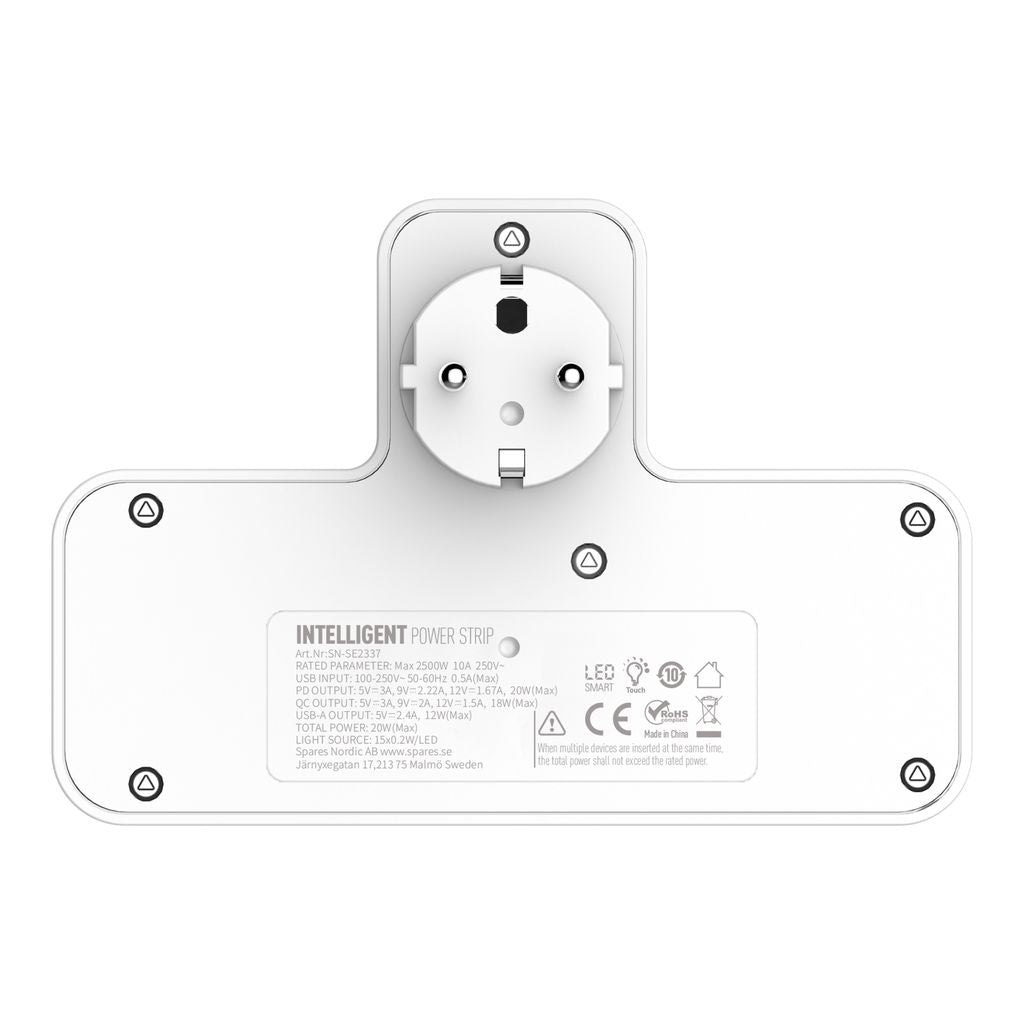 SiGN 2-vägs Grenuttag med LED-nattlampa 20W USB-A/USB-C