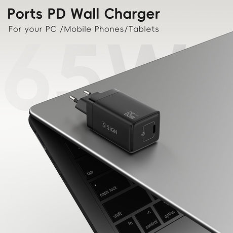 SiGN 65W Snabbladdare USB-C PD Svart