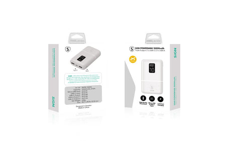 SiGN Mini Powerbank med Display 10 000mAh Vit