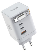 SiGN 100W GaN Snabbladdare med utdragbar USB-C-kabel Vit