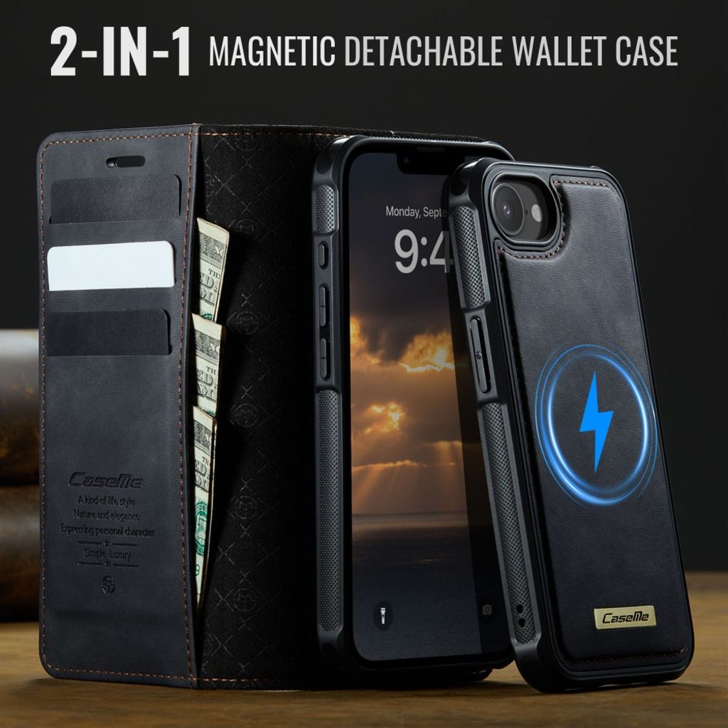 CaseMe iPhone 16e/iPhone 17e Fodral C49 Series Svart