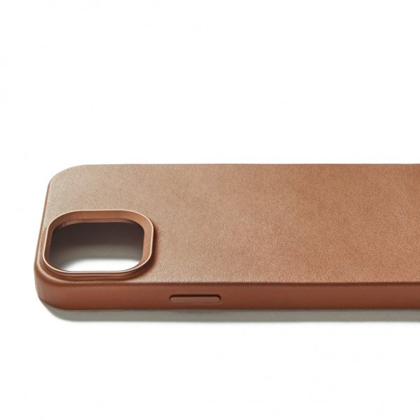 Mujjo iPhone 15 Skal Full Leather Case Dark Tan