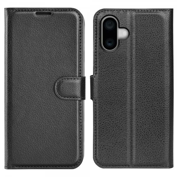 iPhone 16 Plus Fodral Litchi Svart
