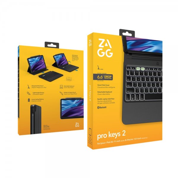 ZAGG iPad Air 11 (M2/M3/M4) Fodral med Tangentbord Pro Keys 2 Nordic Layout Svart