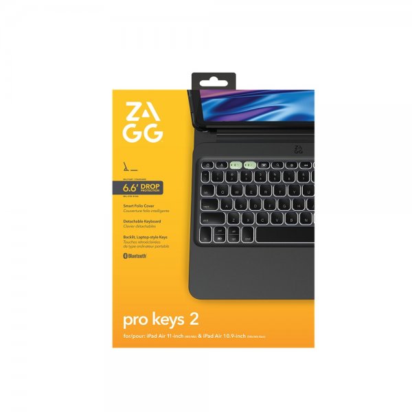 ZAGG iPad Air 11 (M2/M3/M4) Fodral med Tangentbord Pro Keys 2 Nordic Layout Svart