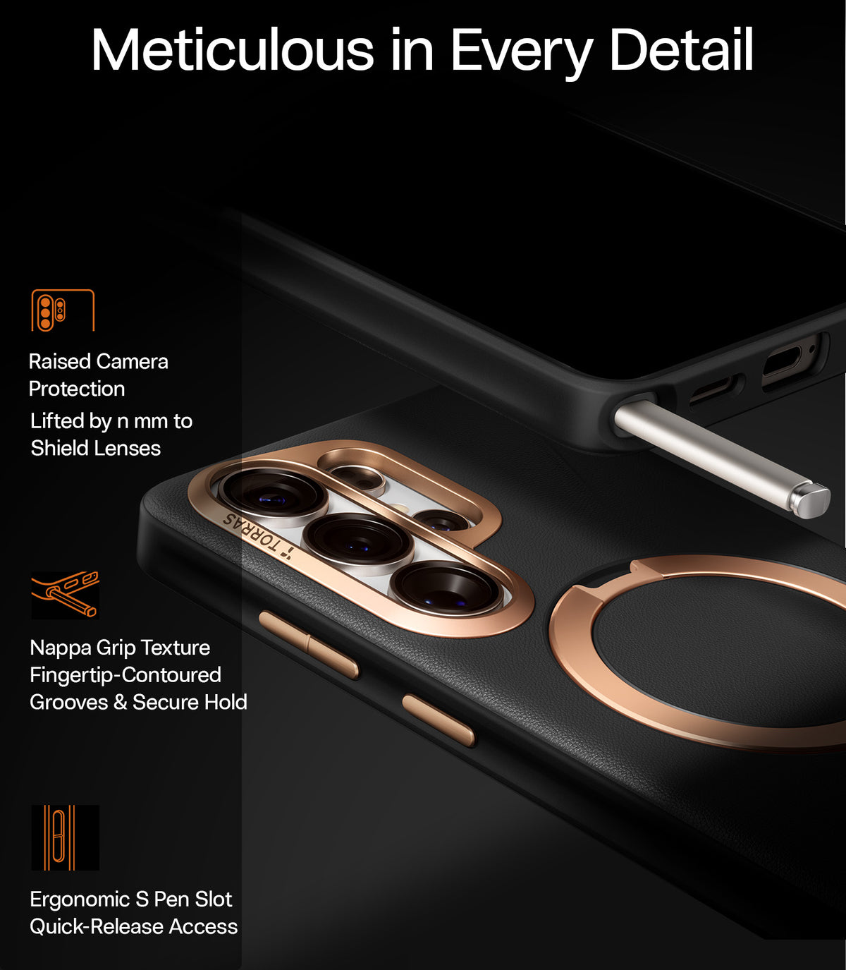 Torras Samsung Galaxy S26 Ultra Skal Ostand Q3 Vegskin Obsidian Black