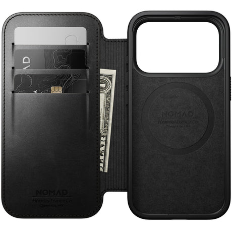 Nomad iPhone 17 Pro/iPhone 18 Pro Fodral Modern Leather Folio Horween Svart