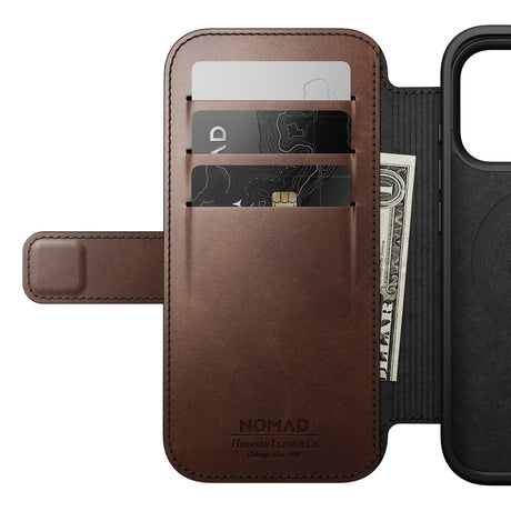 Nomad iPhone 17 Pro/iPhone 18 Pro Fodral Modern Leather Folio Horween Rustic Brown