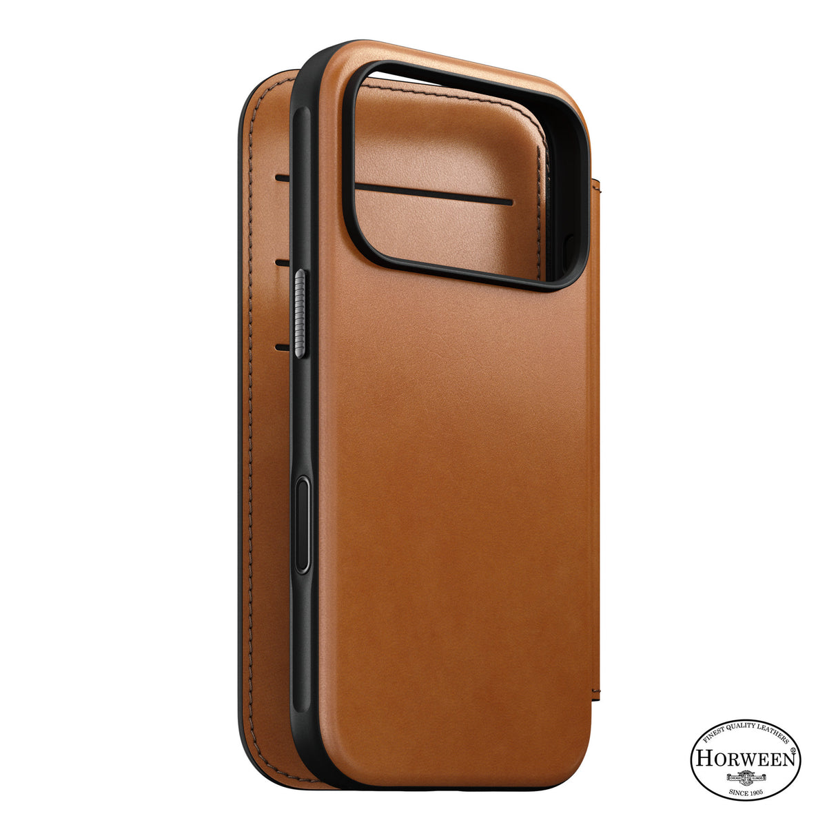 Nomad iPhone 17 Pro/iPhone 18 Pro Fodral Modern Leather Folio Horween Saddle