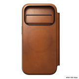 Nomad iPhone 17 Pro/iPhone 18 Pro Fodral Modern Leather Folio Horween Saddle