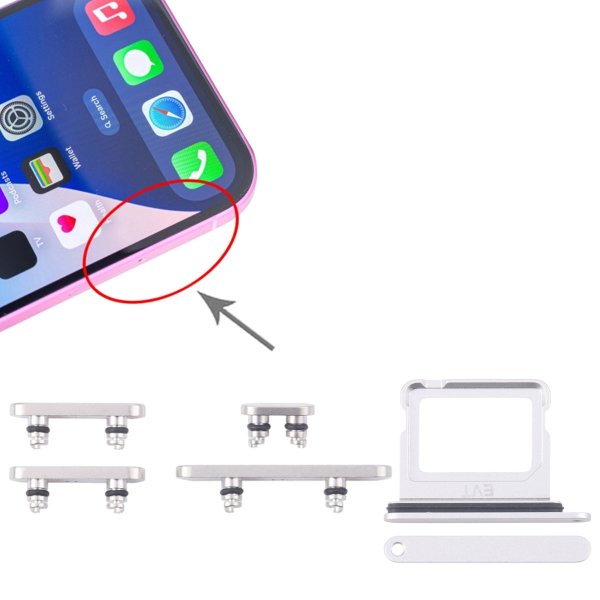 Knappar och Simkorthållare för iPhone 16 och 16 Plus - Vit