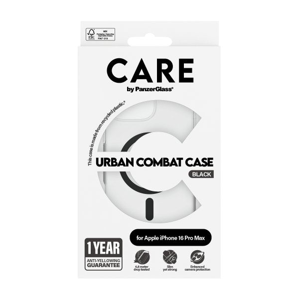 CARE by PanzerGlass iPhone 16 Pro Max Skal Urban Combat MagSafe Svart Transparent