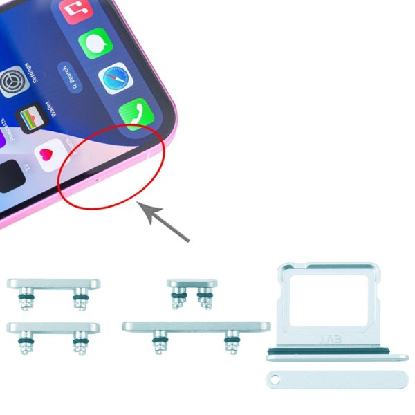 Knappar och Simkorthållare för iPhone 16 och 16 Plus - Grön
