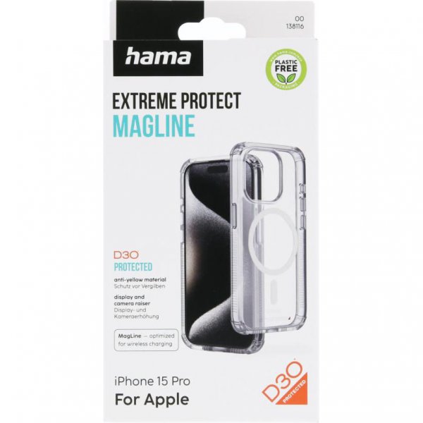Hama iPhone 15 Pro Skal Extreme Protect MagLine Transparent
