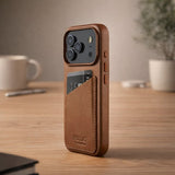 Mujjo iPhone 17 Pro Skal Full Leather Wallet Case MagSafe Tan