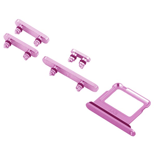 Knappar och Simkorthållare för iPhone 16 och 16 Plus - Rosa