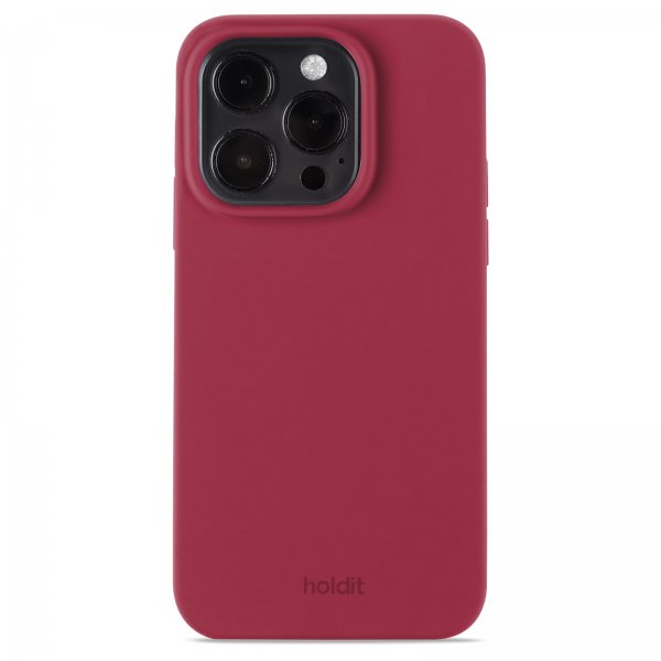 holdit iPhone 15 Pro Skal Silikon Red Velvet