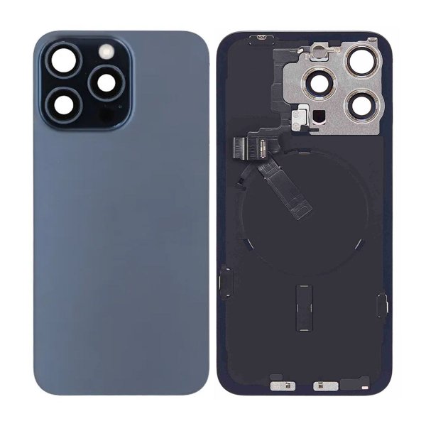 iPhone 15 Pro Max Baksida Glas Komplett OEM - Blå