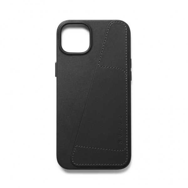Mujjo iPhone 15 Plus Skal Full Leather Wallet Case Svart