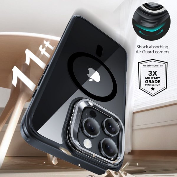ESR iPhone 16 Pro Max Skal och Skärmskydd Classic Hybrid Kickstand MagSafe Set Svart Transparent